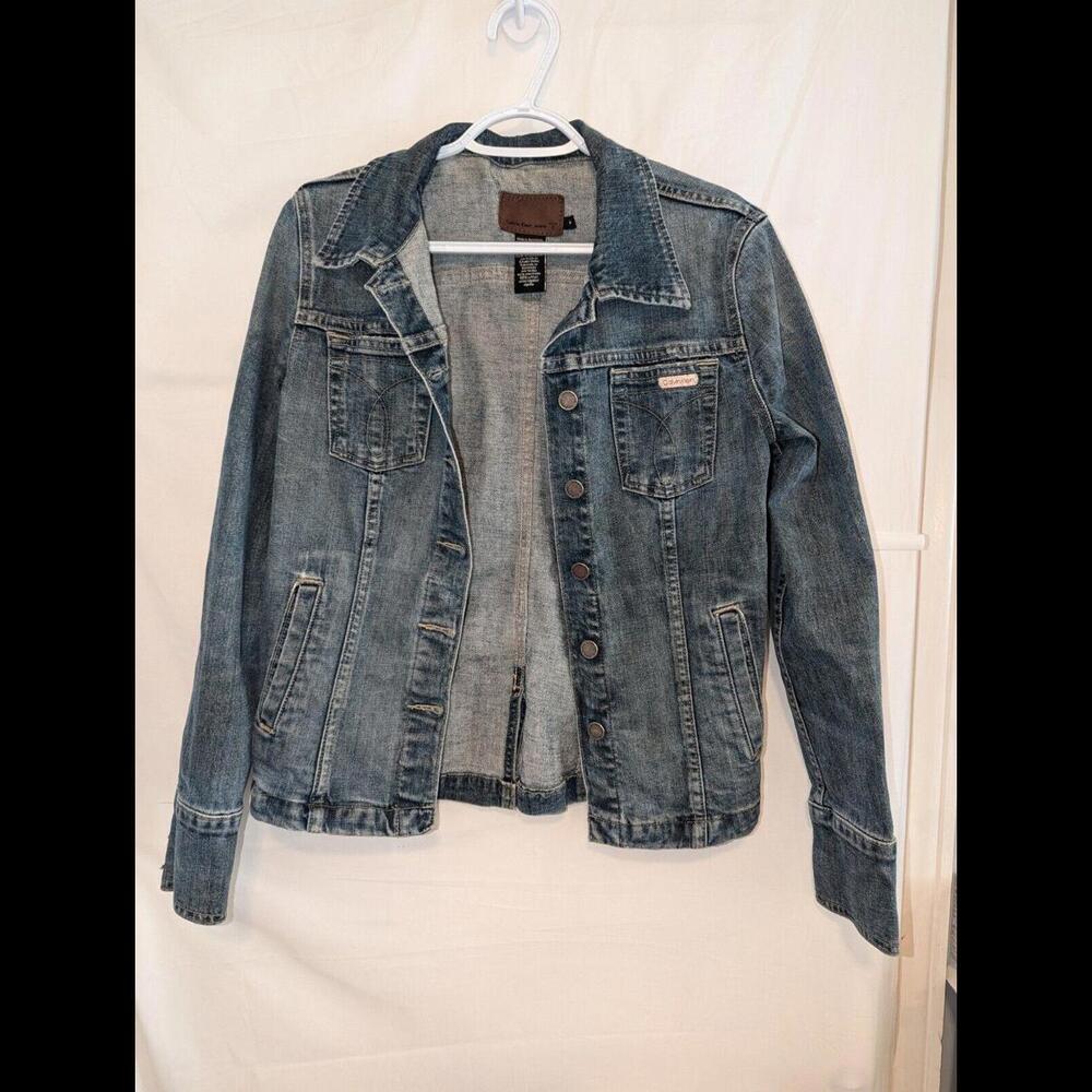 Calvin Klein Womens Medium /Long Sleeve Buttons Down/Collared/Denim Jacket Blue - Picture 1 of 7